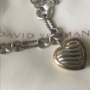 Sterling silver & gold cable heart charm necklace.